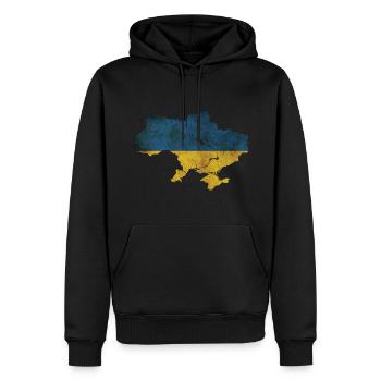 Ukraine - Frontière nationale dans le drapeau national - Sweat à capuche Premium bio Homme - noir - Devant - Nico (187cm)