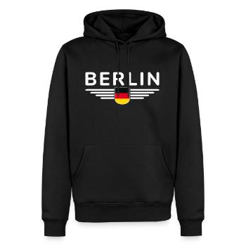 Berlin Deutschland Fan Outfit Design T Shirt - Männer Premium Bio Hoodie - Schwarz - Vorne - Nico (187cm)