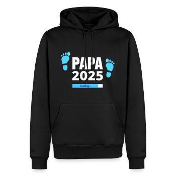Papa 2025 Loading - Geschenk für werdende Väter - Männer Premium Bio Hoodie - Schwarz - Vorne - Nico (187cm)