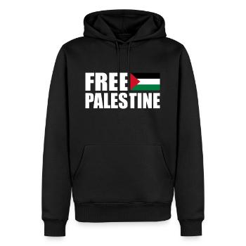Free palestine - Sweat à capuche Premium bio Homme - noir - Devant - Nico (187cm)