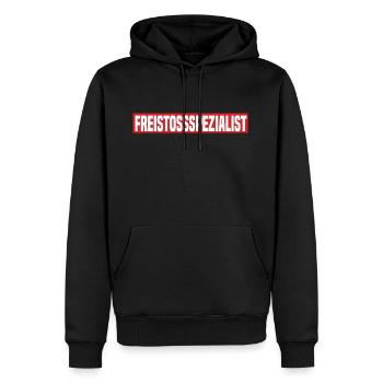 Freistossspezialist Lustiger Kreisliga Spruch - Männer Premium Bio Hoodie - Schwarz - Vorne - Nico (187cm)
