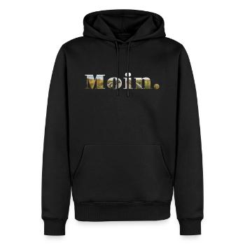 Moin - Männer Premium Bio Hoodie - Schwarz - Vorne - Nico (187cm)