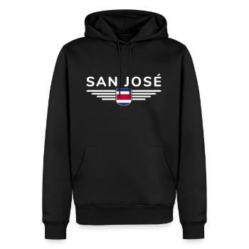 San José T-Shirt – Costa Rica Vibes - Männer Premium Bio Hoodie - Schwarz - Vorne - Nico (187cm)