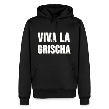 Viva la Grischa - es lebe Graubünden Geschenk - Männer Premium Bio Hoodie - Schwarz - Vorne - Nico (187cm)