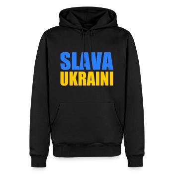 Slava ukraini - Sweat à capuche Premium bio Homme - noir - Devant - Nico (187cm)