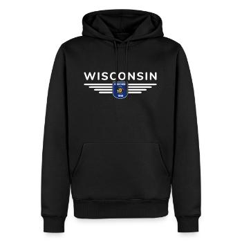 Chemise de fan du Wisconsin – Nature & Pride - Sweat à capuche Premium bio Homme - noir - Devant - Nico (187cm)