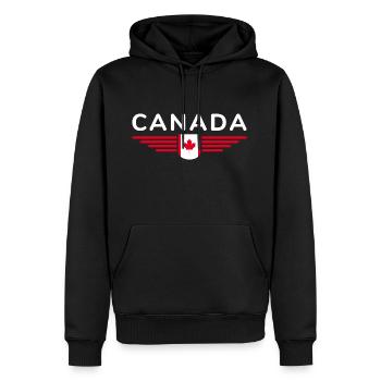 Canada T-Shirt Outfit Design, Nature & Liberté - Sweat à capuche Premium bio Homme - noir - Devant - Nico (187cm)
