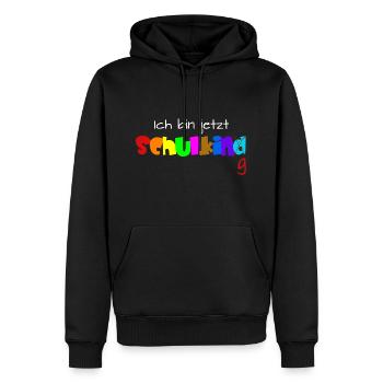 Ich bin jetzt Schulkind Spruch für Kinder lustig - Männer Premium Bio Hoodie - Schwarz - Vorne - Nico (187cm)