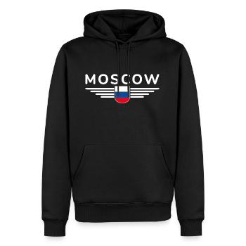 T-Shirt Moscou – Métropole de l’Elégance - Sweat à capuche Premium bio Homme - noir - Devant - Nico (187cm)