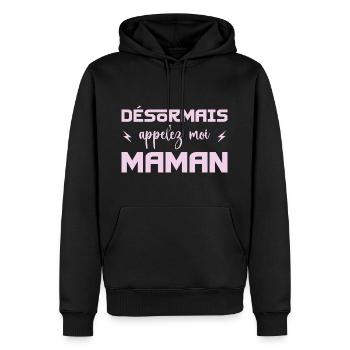 désormais appelez moi maman - Sweat à capuche Premium bio Homme - noir - Devant - Nico (187cm)