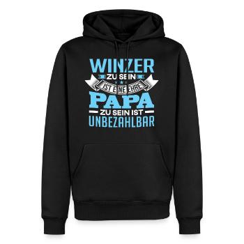 WINZER und Papa - Männer Premium Bio Hoodie - Schwarz - Vorne - Nico (187cm)