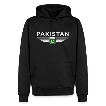 Pakistan Design – Fier de sa patrie - Sweat à capuche Premium bio Homme - noir - Devant - Nico (187cm)