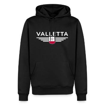 Valletta T-Shirt – Malta Fans Design - Männer Premium Bio Hoodie - Schwarz - Vorne - Nico (187cm)