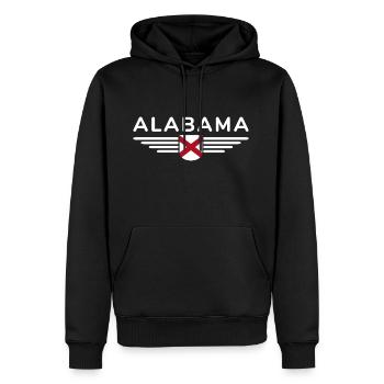 Alabama Fan T-Shirt – USA-Style - Männer Premium Bio Hoodie - Schwarz - Vorne - Nico (187cm)