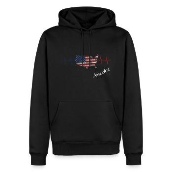America - Männer Premium Bio Hoodie - Schwarz - Vorne - Nico (187cm)