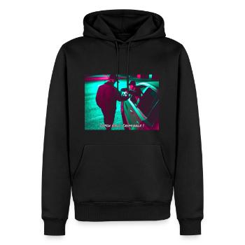 "Catch Real Criminals II" Automotive Tuning Design - Männer Premium Bio Hoodie - Schwarz - Vorne - Nico (187cm)