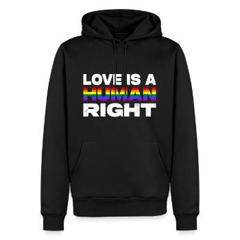 Love Is A Human Right LGBTQIA+ CSD Gay Pride - Men’s Premium Organic Hoodie - black - Front - Nico (187cm)