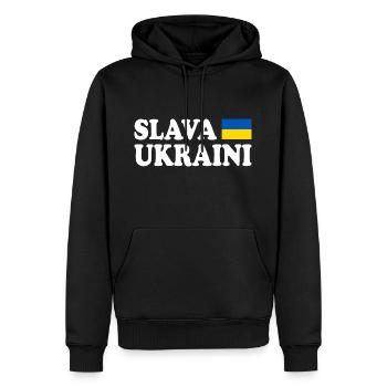 Slava ukraini - Sweat à capuche Premium bio Homme - noir - Devant - Nico (187cm)