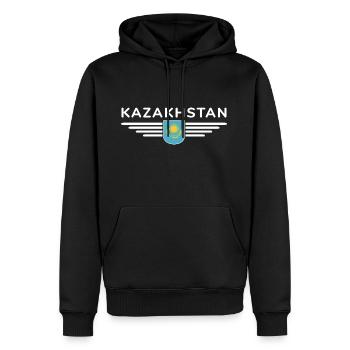 Kazakhstan Design – Steppe and Tradition - Men’s Premium Organic Hoodie - black - Front - Nico (187cm)