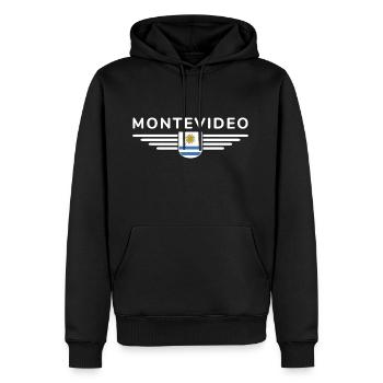 Montevideo Design – Für Fans & Reisende - Männer Premium Bio Hoodie - Schwarz - Vorne - Nico (187cm)