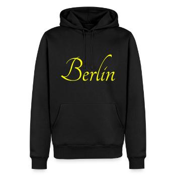Berlin - Männer Premium Bio Hoodie - Schwarz - Vorne - Nico (187cm)
