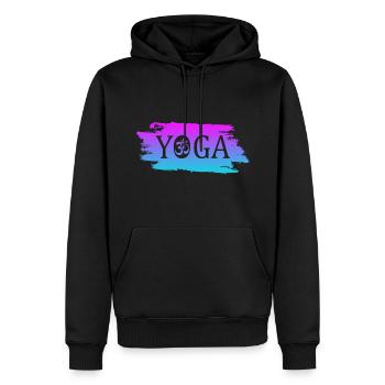 yoga om namaste - Männer Premium Bio Hoodie - Schwarz - Vorne - Nico (187cm)