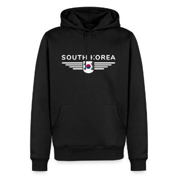 J’aime la Corée du Sud Design T-shirt Outfit - Sweat à capuche Premium bio Homme - noir - Devant - Nico (187cm)