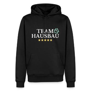 Team Hausbau - Männer Premium Bio Hoodie - Schwarz - Vorne - Nico (187cm)