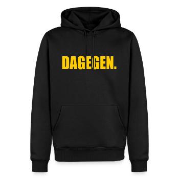 Dagegen - Männer Premium Bio Hoodie - Schwarz - Vorne - Nico (187cm)