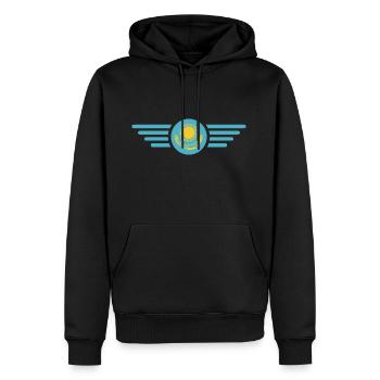 J’aime le Kazakhstan, T-shirt design de style élégance - Sweat à capuche Premium bio Homme - noir - Devant - Nico (187cm)