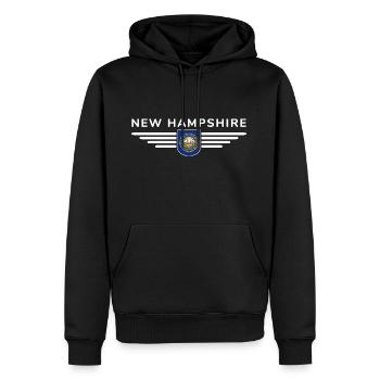 New Hampshire Fan T-Shirt – Must-have! - Männer Premium Bio Hoodie - Schwarz - Vorne - Nico (187cm)