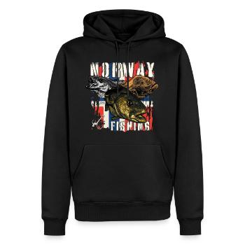 NORVÈGE Pêche - Sweat à capuche Premium bio Homme - noir - Devant - Nico (187cm)