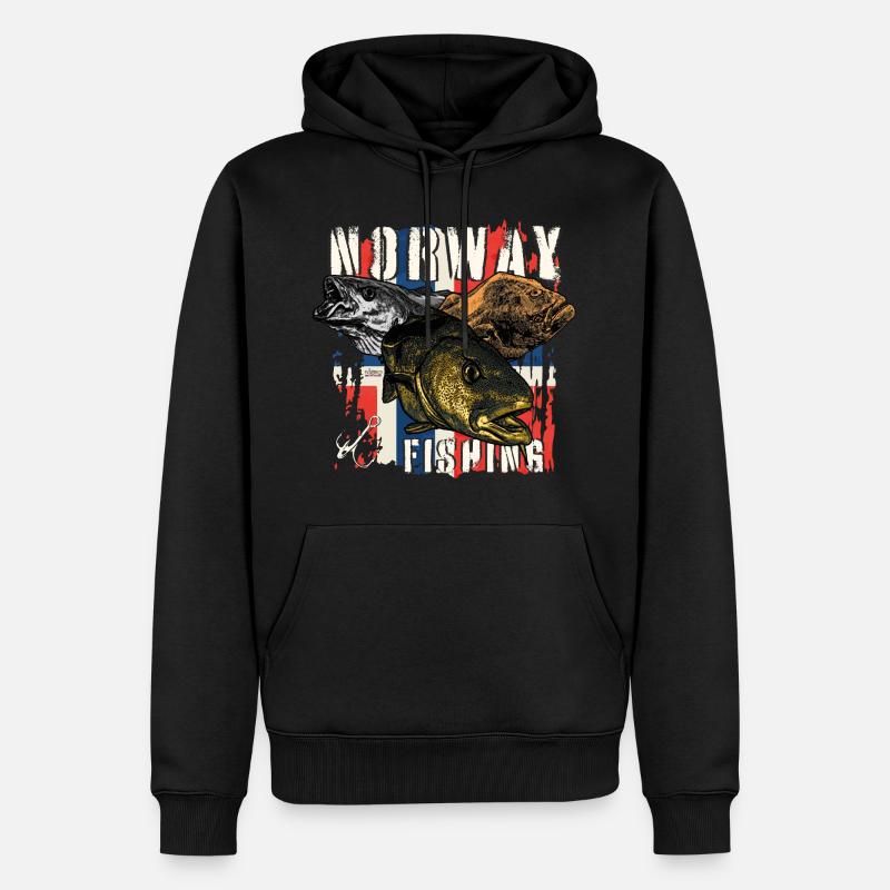NORVÈGE Pêche - Sweat à capuche Premium bio Homme - noir