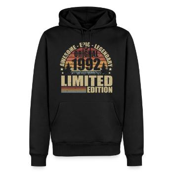 1992 Geburtstag 1992 Vintage Outfit 1992 Hemd - Männer Premium Bio Hoodie - Schwarz - Vorne - Nico (187cm)