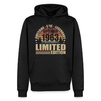 1963 September 1963 Jubiläum September 1963 - Männer Premium Bio Hoodie - Schwarz - Vorne - Nico (187cm)