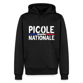 Picole Nationale Cadeau Humour Personnalisé - Sweat à capuche Premium bio Homme - noir - Devant - Nico (187cm)
