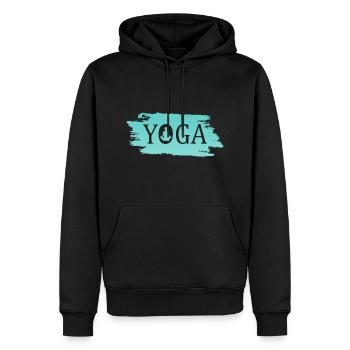 Yoga - Männer Premium Bio Hoodie - Schwarz - Vorne - Nico (187cm)