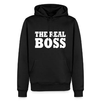 The real boss - Sweat à capuche Premium bio Homme - noir - Devant - Nico (187cm)