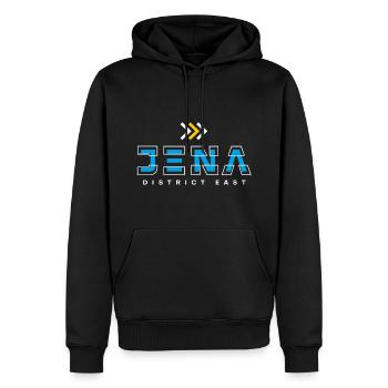 Quartier d’Iéna Est - Sweat à capuche Premium bio Homme - noir - Devant - Nico (187cm)