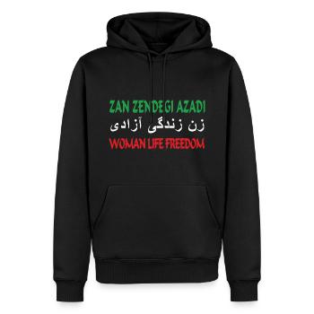 Woman Life Freedom Zan Zendegi Azadi - Sweat à capuche Premium bio Homme - noir - Devant - Nico (187cm)