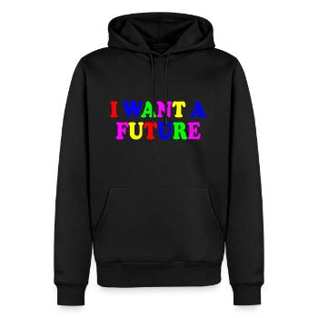 I want a future - Sweat à capuche Premium bio Homme - noir - Devant - Nico (187cm)