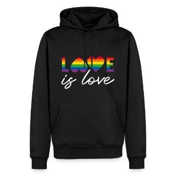 LGBTQIA+ love is love rainbow flag - Men’s Premium Organic Hoodie - black - Front - Nico (187cm)