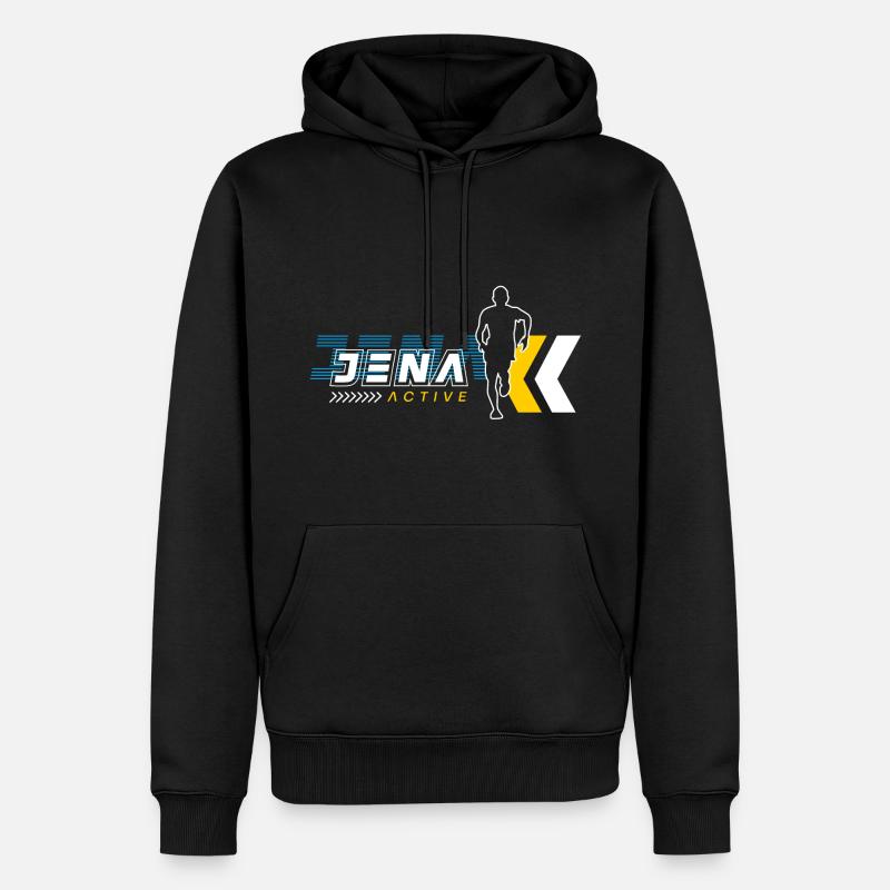 Jena Active Lauf - Männer Premium Bio Hoodie - Schwarz