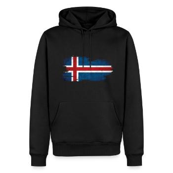 Island - Nationalfahne, Pinseleffekt - Männer Premium Bio Hoodie - Schwarz - Vorne - Nico (187cm)