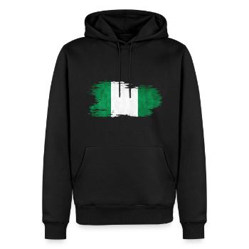 Nigeria - Nationalfahne, Pinseleffekt - Männer Premium Bio Hoodie - Schwarz - Vorne - Nico (187cm)