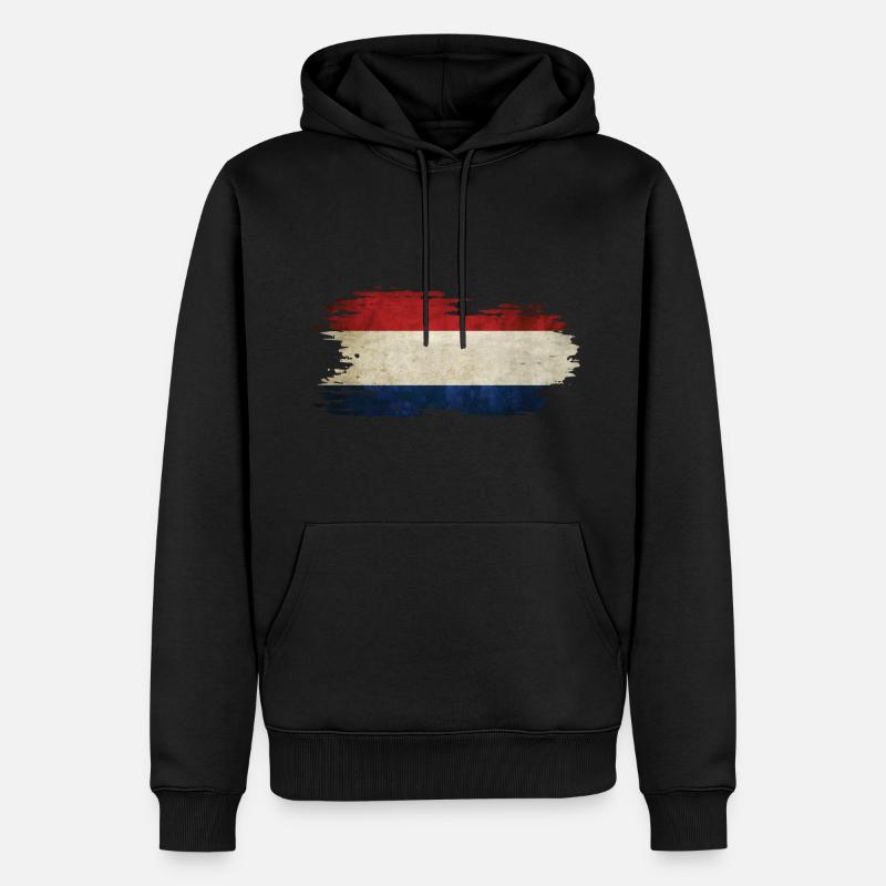 Pays-Bas - Drapeau national, effet pinceau - Sweat à capuche Premium bio Homme - noir