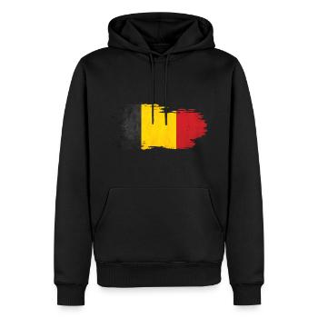 Belgique - Drapeau national, effet pinceau - Sweat à capuche Premium bio Homme - noir - Devant - Nico (187cm)