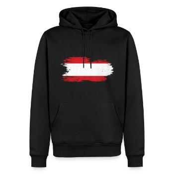 Österreich - Nationalfahne, Pinseleffekt - Männer Premium Bio Hoodie - Schwarz - Vorne - Nico (187cm)