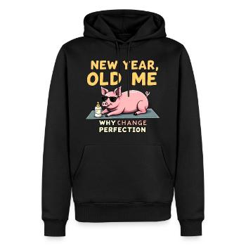 Cochon drôle - Design du Nouvel An - Sweat à capuche Premium bio Homme - noir - Devant - Nico (187cm)