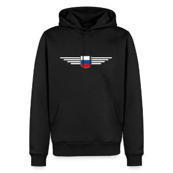 T-shirt Russie – Fierté et tradition - Sweat à capuche Premium bio Homme - noir - Devant - Nico (187cm)